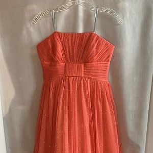 De Laru Coral Strapless Sparkly Mini Dress